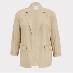 Torrid NWOT Plus Size Beige Linen Open Front Blazer